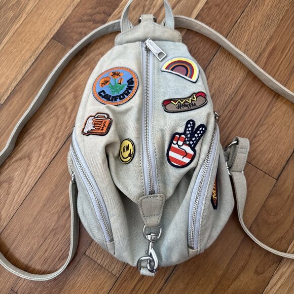 Rebecca Minkoff Denim Backpack with Cute Groovy Patches - Picture 2 of 6